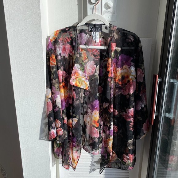 Two Piece Floral Alex Evenings Women's Dress Top - Picture 5 of 5